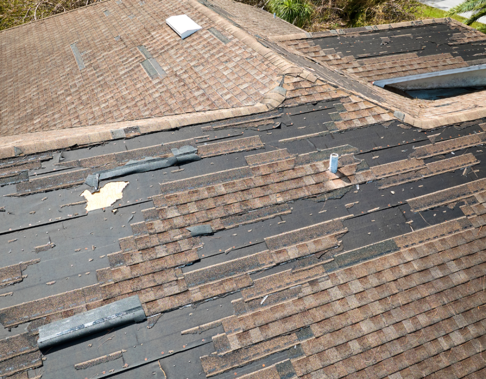 what does wind damage look like on a roof